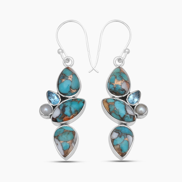 Turquoise Spiny Oyster Silver Earrings