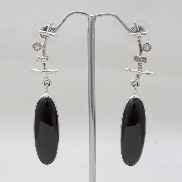 Black Onyx Silver Designer Earrings