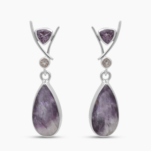 Amethyst Lace Silver Earrings