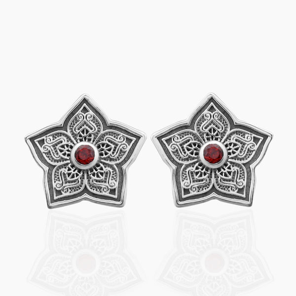 Garnet Silver Studs Studs Earrings