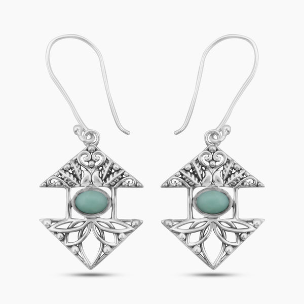 Green Opal Silver Earrings