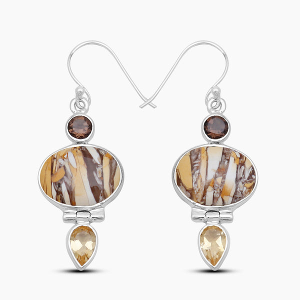 Brecciated Mookaite Silver Earrings
