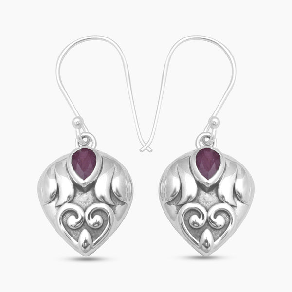 925 Sterling Silver Ruby Earrings