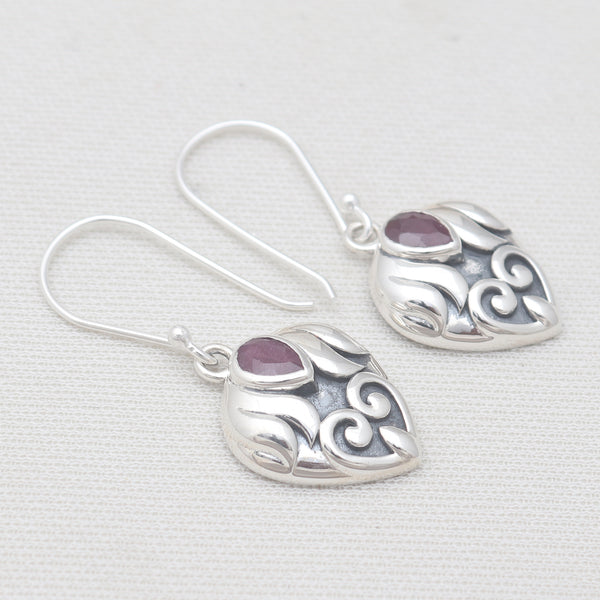 925 Sterling Silver Ruby Earrings