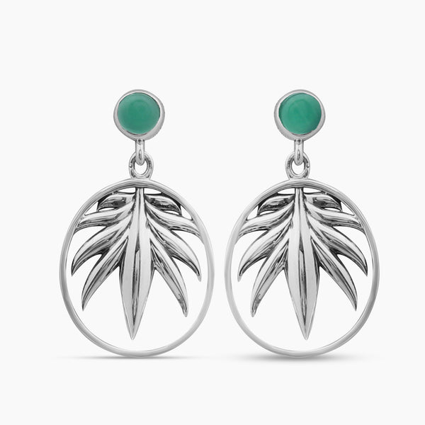 Green Onyx Silver Earrings