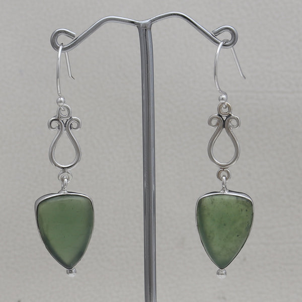 925 Sterling Silver Nephrite Jade Earrings