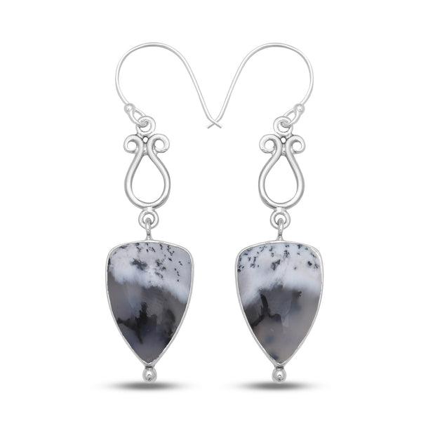 925 Sterling Silver Dendritic Opal Earrings
