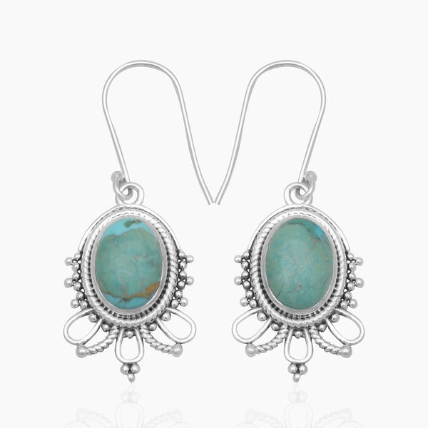925 Silver Boulder Turquoise Earrings