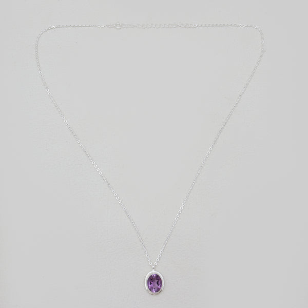 Amethyst Silver Minimalist Necklaces