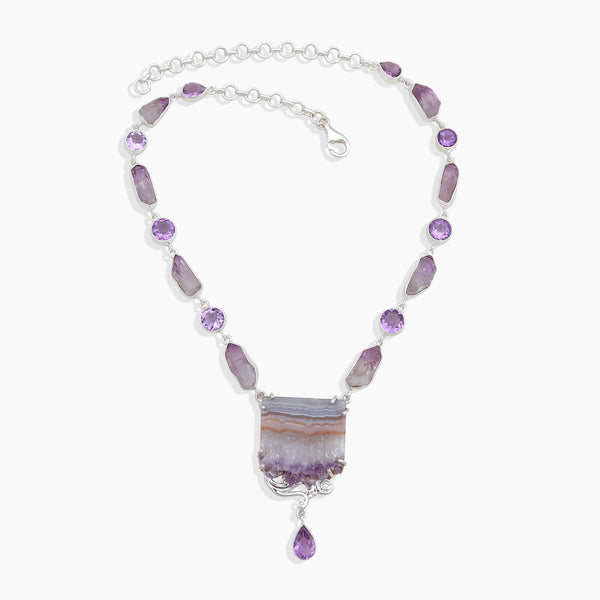 Amethyst & Amethyst Slice Silver Necklaces