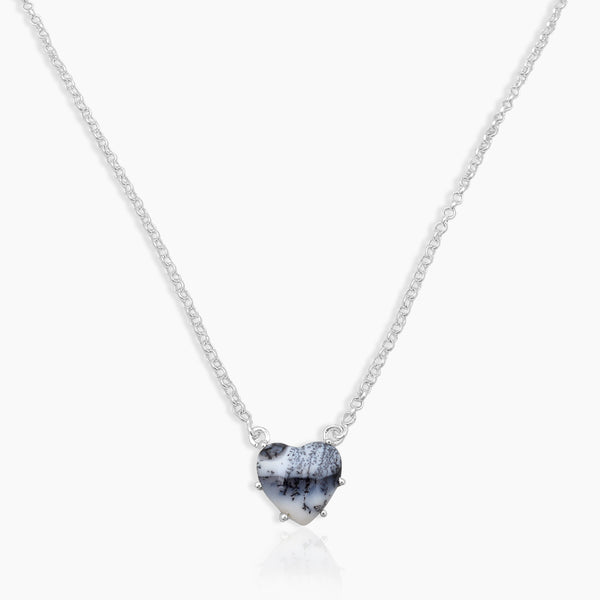 Dendritic Opal Silver Minimalist Necklaces