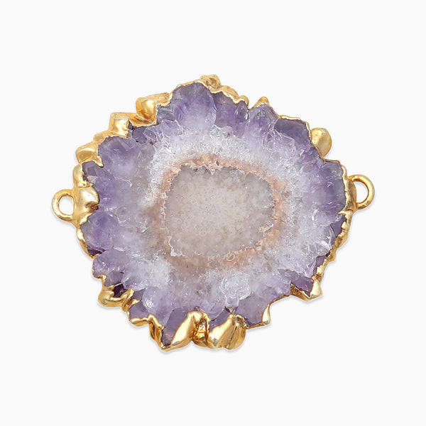 Amethyst Stalactite Gold Electroplated Double Loop Pendants