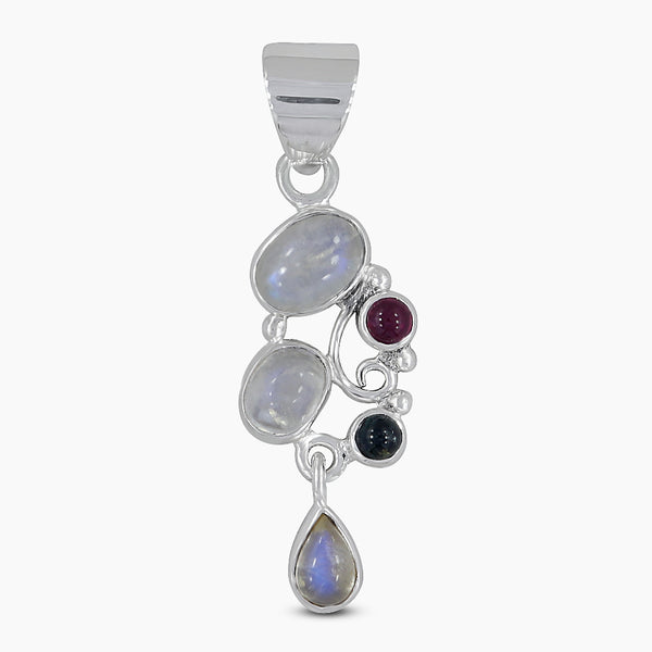 Rainbow Moonstone Silver Pendants