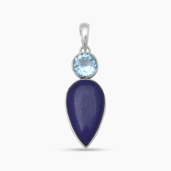Blue Topaz & Lapis Lazuli Silver Pendants