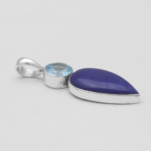 Blue Topaz & Lapis Lazuli Silver Pendants