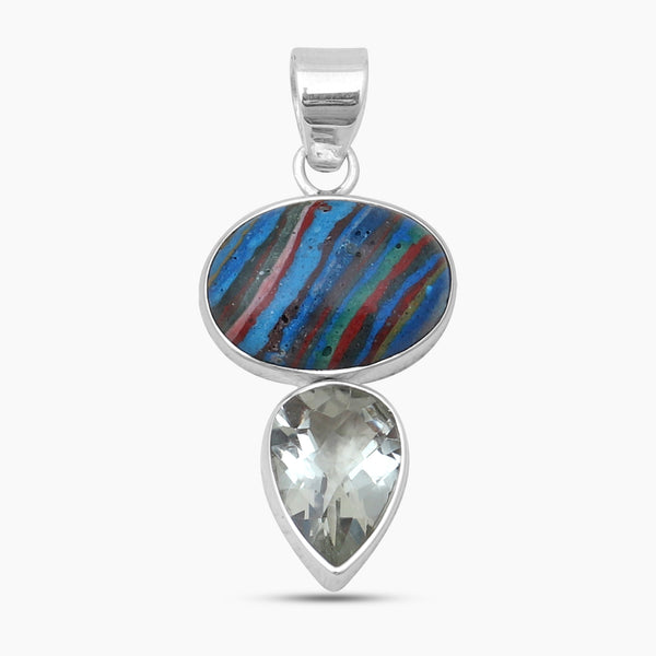 Rainbow Calsilica Silver Pendants
