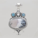 Dendritic Opal Silver Pendants