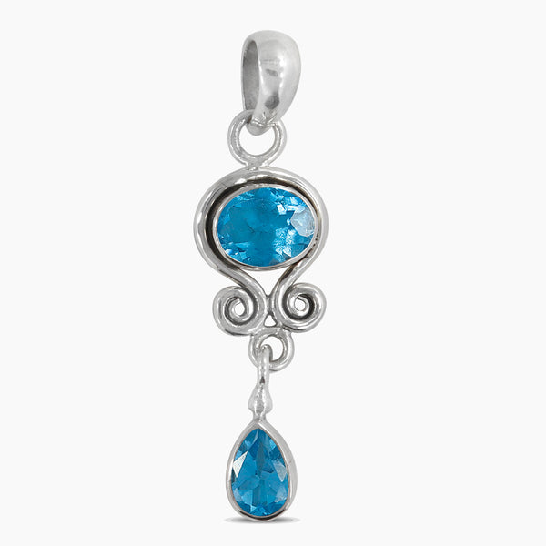 925 Sterling Silver Blue Topaz Pendants