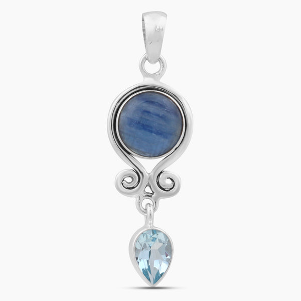 925 Sterling Silver Blue Topaz Pendants