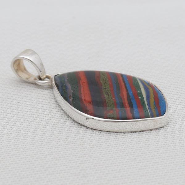925 Sterling Silver Rainbow Calsilica Pendants