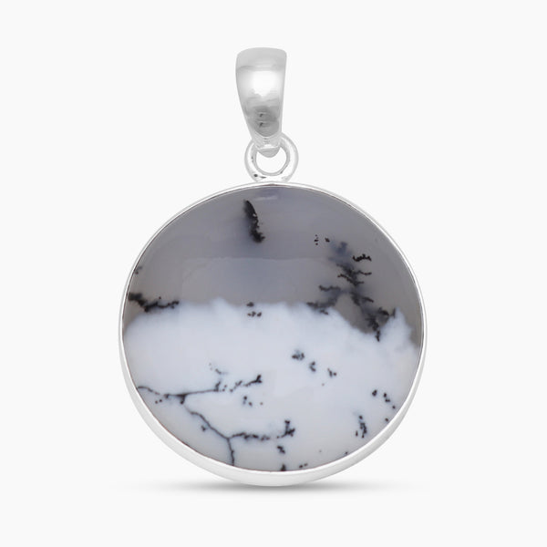 Natural Dendritic Opal Silver Pendants