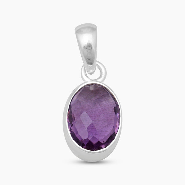 Amethyst Checker Cut Silver Pendants
