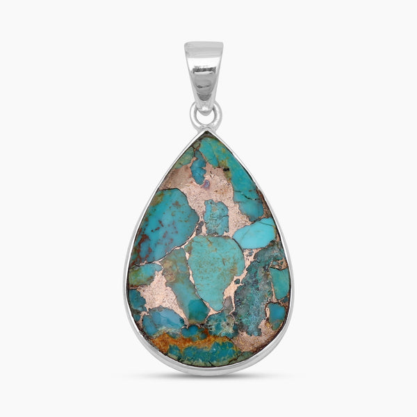 Blue Copper Turquoise Silver Pendants