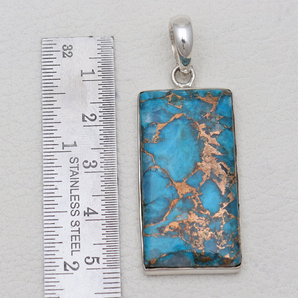 Blue Copper Turquoise Silver Pendants