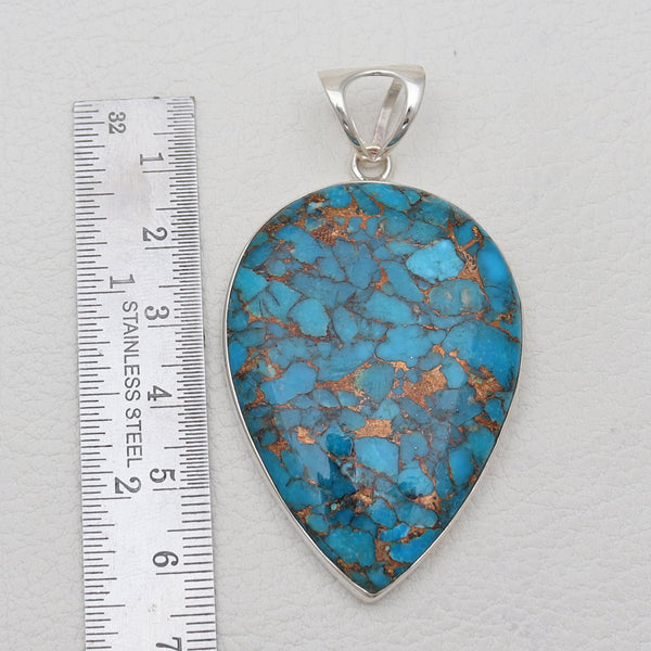 Blue Copper Turquoise Silver Pendants