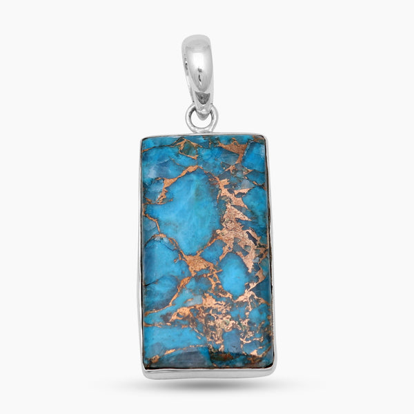 Blue Copper Turquoise Silver Pendants