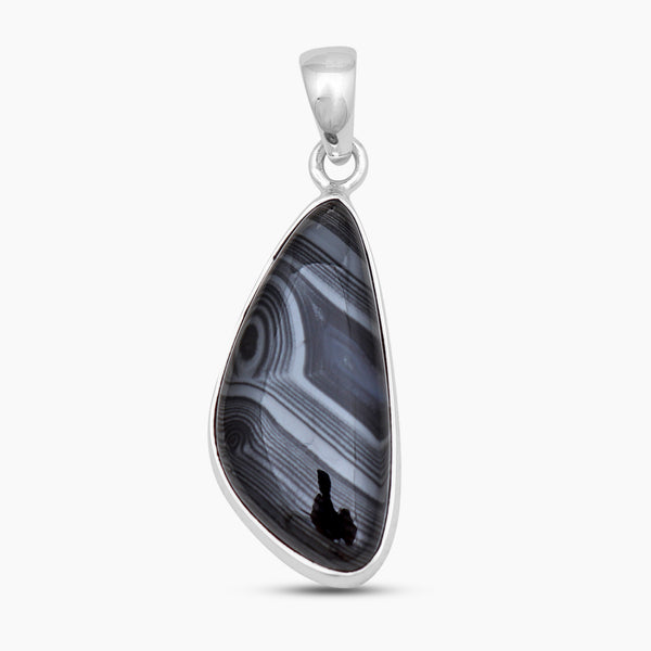 Psilomelane Silver Plain Pendants