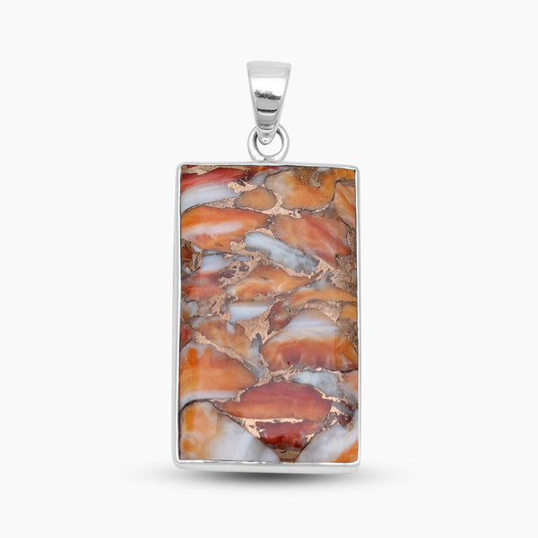 Orange Spiny Oyster Silver Pendants
