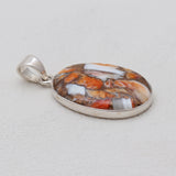 Orange Spiny Oyster Silver Pendants