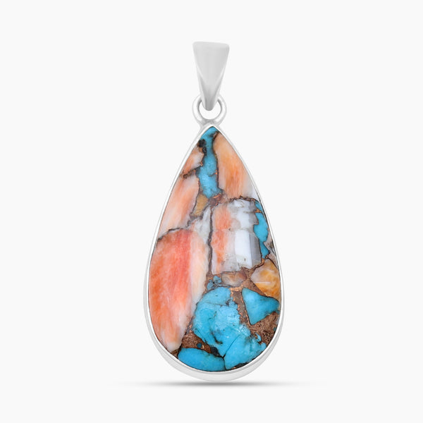 Spiny Oyster Turquoise Silver Pendants