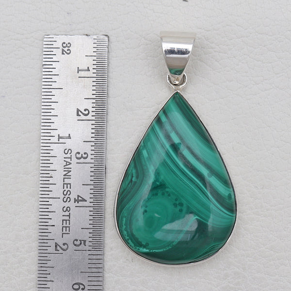 Natural Malachite Silver Pendants