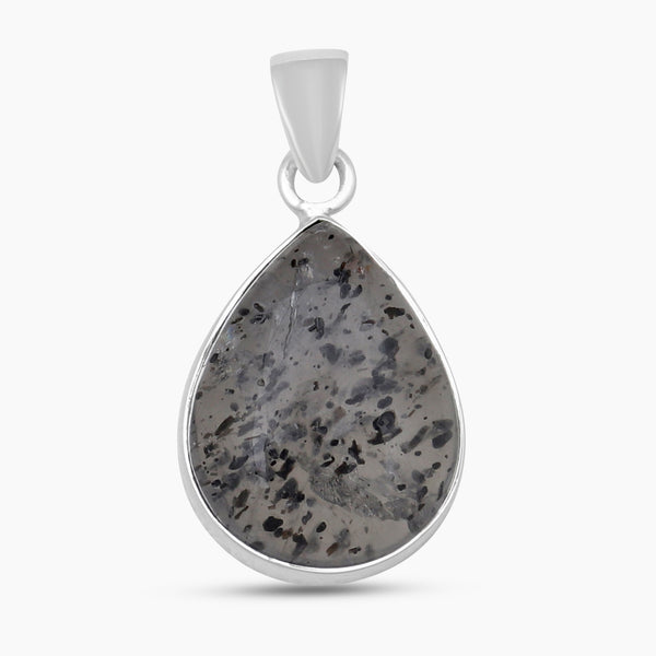 Black Dot Quartz Silver Pendants