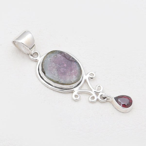 Watermelon Tourmaline Silver Pendants
