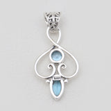 925 Sterling Silver Blue Topaz Pendants