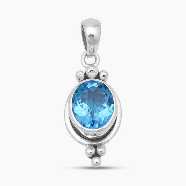 925 Sterling Silver Blue Topaz Pendants