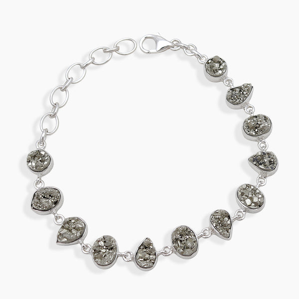 925 Sterling Silver Pyrite Druzy Bracelets