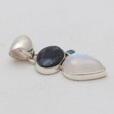 Pietersite & Rainbow Moonstone Silver Pendants