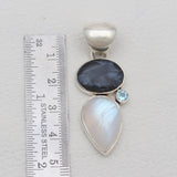 Pietersite & Rainbow Moonstone Silver Pendants