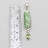 Gaspeite & Peridot Silver Pendants