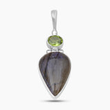 Labradorite & Peridot Silver Pendants