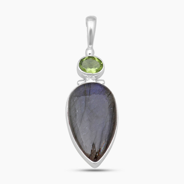 Labradorite & Peridot Silver Pendants