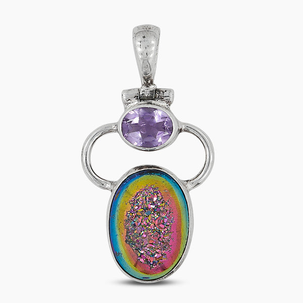 925 Silver Titanium Druzy Pendants