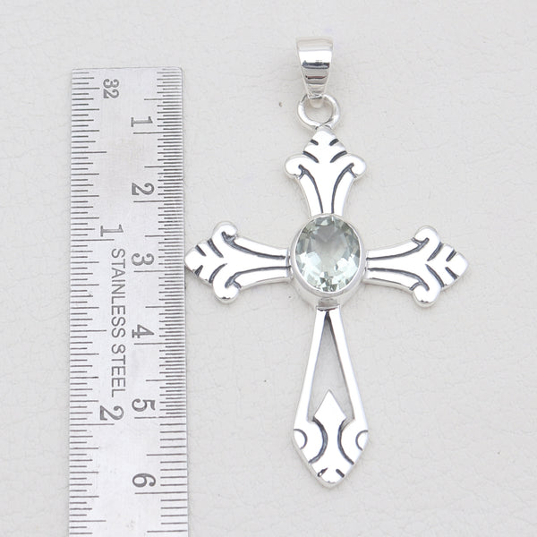 Green Amethyst Cross Pendants