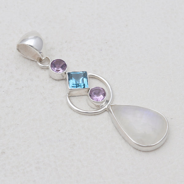 Rainbow Moonstone Silver Pendants