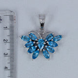 925 Sterling Silver Blue Topaz Butterfly Pendant
