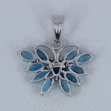 925 Sterling Silver Blue Topaz Butterfly Pendant